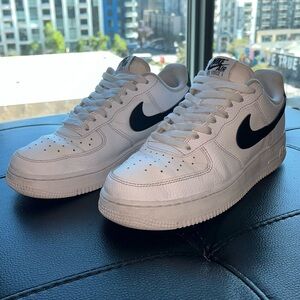Nike White and Black Air Force 1 Sneakers